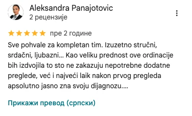 Google recenzija pacijenta Opto Lens 6
