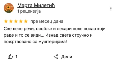 Google recenzija pacijenta Opto Lens 7
