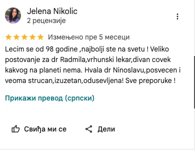 Google recenzija pacijenta Opto Lens 8