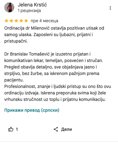 Google recenzija pacijenta Opto Lens 11